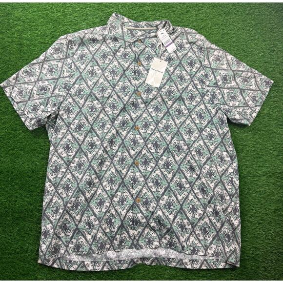 Tommy Bahama Deep Water Diamond Silk Shirt XXL Deep Grass Green NWT Aloha - Picture 1 of 9